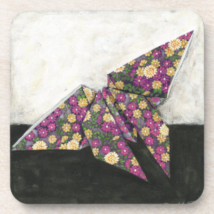 Posavasos Mariposa de origami en papel floral