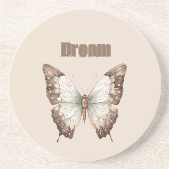 Posavasos Mariposa de Sueño Marrón Blanco (Frente)