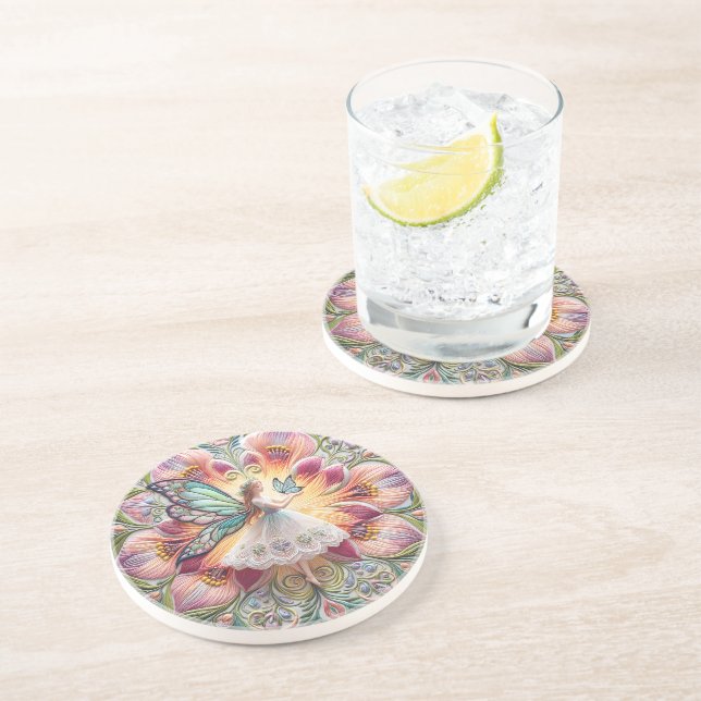 Posavasos Mariposa de verano colorida (Lado)