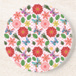 Posavasos Mariposa floral de jardín de primavera moderno 