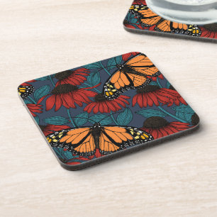Posavasos Mariposa monarca sobre las colmenas rojas