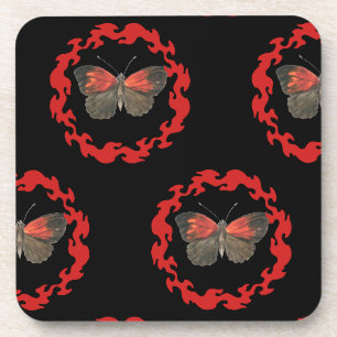 Posavasos Mariposa roja en un círculo de fuego - Símbolo de 