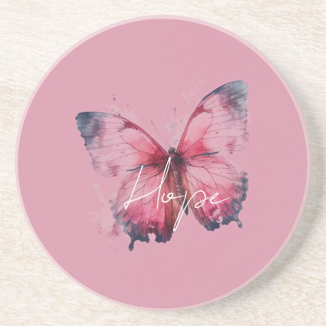 Posavasos Mariposa Rosa Esperanza Inspiradora (Frente)