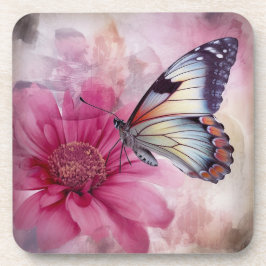 Posavasos Mariposa soñada en lienzo floral