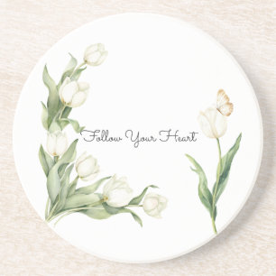 Posavasos Mariposa Tulipanes Blancos