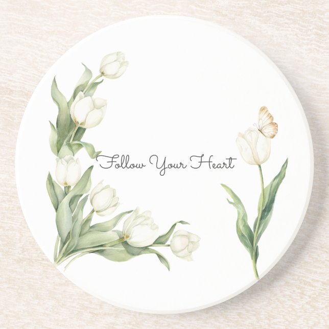 Posavasos Mariposa Tulipanes Blancos   (Frente)