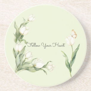 Posavasos Mariposa Tulipanes Blancos Verde Menta  