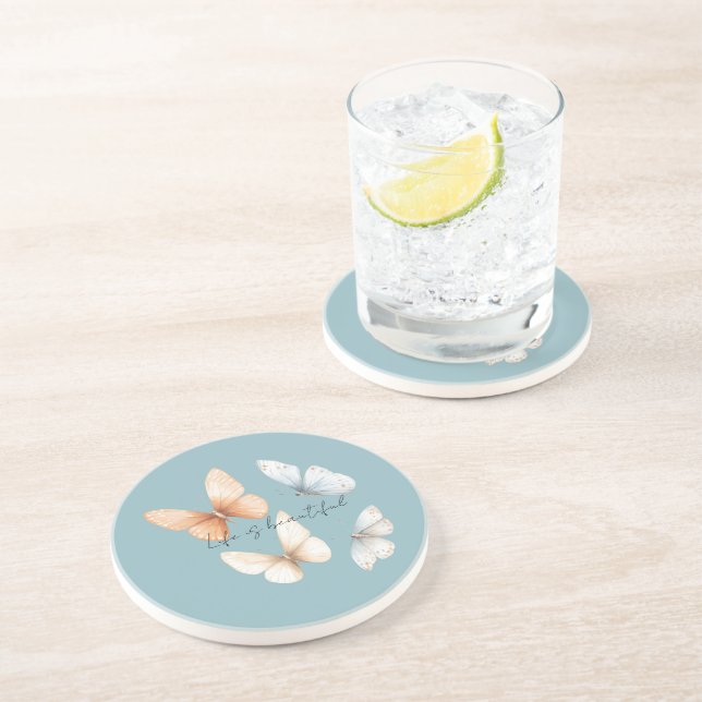 Posavasos Mariposas Azules Melocotón (Lado)