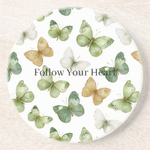 Posavasos Mariposas Blancas Bronceadas Verdes