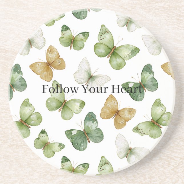 Posavasos Mariposas Blancas Bronceadas Verdes (Frente)