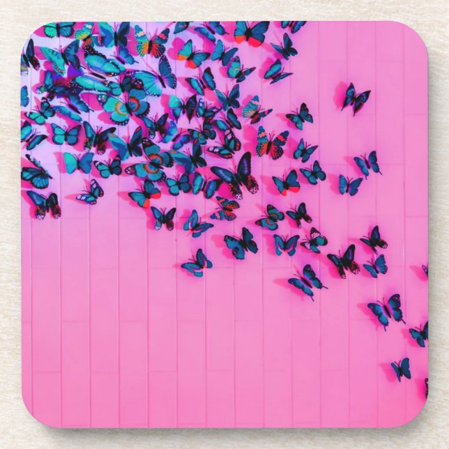 Posavasos Mariposas Blue Pink Beautiful (Frente)
