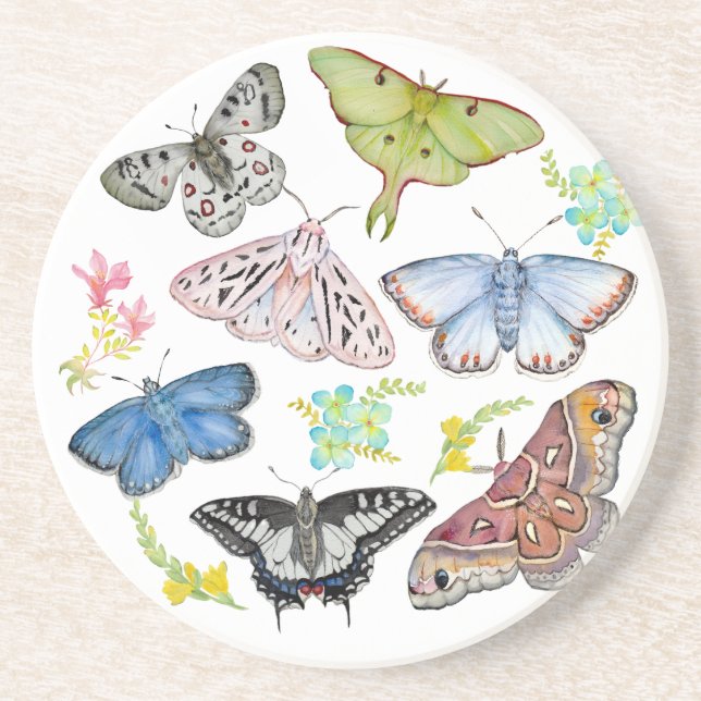 Posavasos Mariposas de Acuarela en Vuelo (Frente)