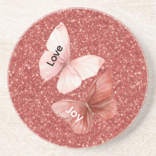 Posavasos Mariposas de Amor Alegría Rosa Brillo Rojo