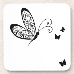 Posavasos Mariposas de encaje negro 1