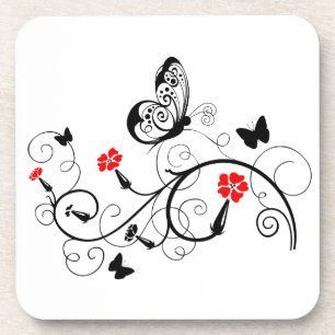 Posavasos Mariposas de encaje negro 4