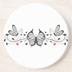 Posavasos Mariposas de encaje negro 7