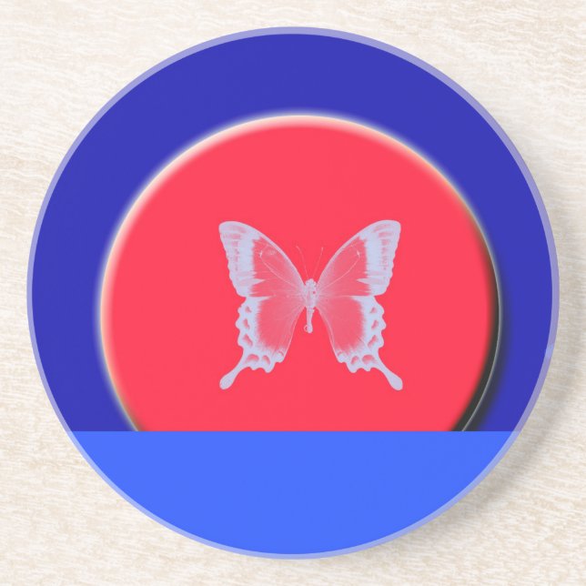 Posavasos mariposas de fondo azul (Frente)
