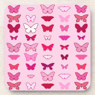 Posavasos Mariposas, tonos rosas y fucsia