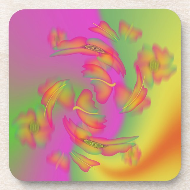 Posavasos Mariposas y flores (Frente)