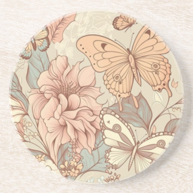 Posavasos Mariposas y flores (Frente)