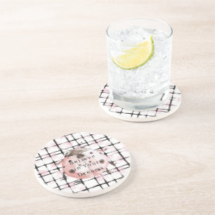 Posavasos Mariquita de rayas negras y rosadas