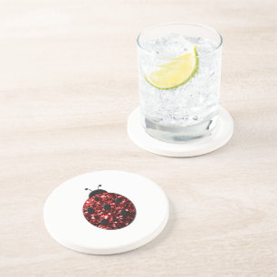 Posavasos Mariquita roja oscura brillo falso destellos