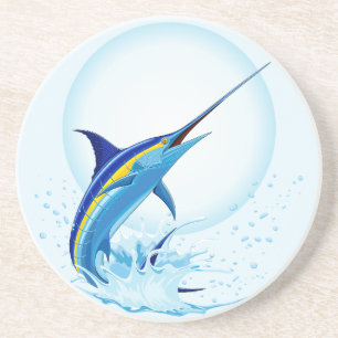 Posavasos Marlín Azul Saltando fuera del Océano