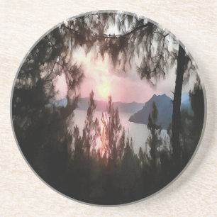 Posavasos Marmaris Sunset Enmarcado Por Palm Trees Paisajes