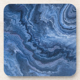 Posavasos Mármol Azul Abstracto Profundo