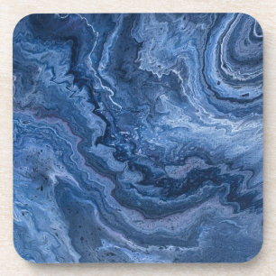 Posavasos Mármol Azul Abstracto Profundo