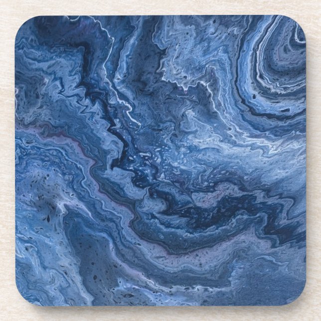 Posavasos Mármol Azul Abstracto Profundo (Frente)