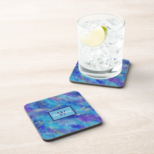 Posavasos Mármol Azul Dorado Falso  (Lado Derecho)
