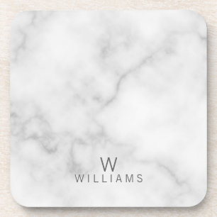 Posavasos Mármol blanco con monograma y nombre personalizado