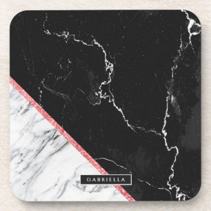 Posavasos Mármol blanco y negro