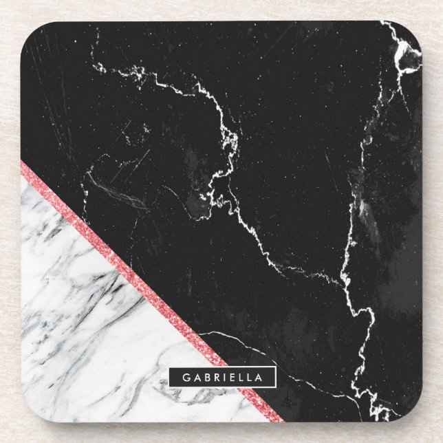 Posavasos Mármol blanco y negro (Frente)