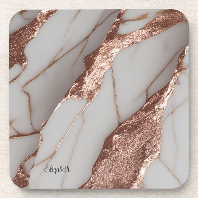 Posavasos Mármol con brillo de cobre de moda (Frente)