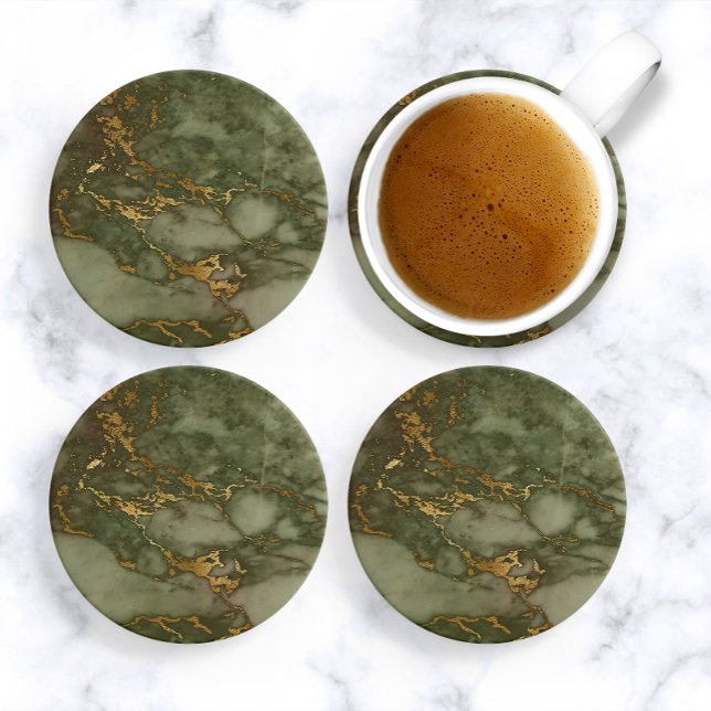 Posavasos Mármol de oro y verde oliva de lujo (Subido por el creador)