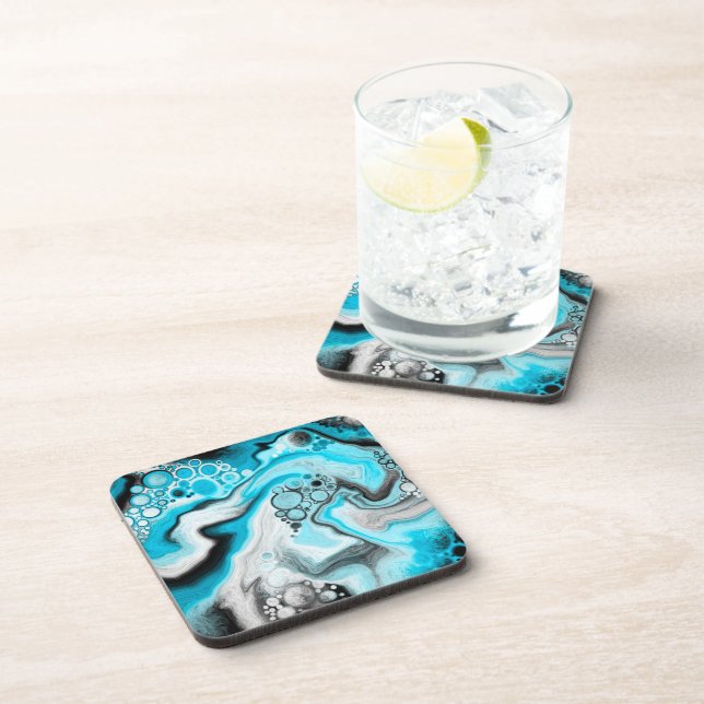 Posavasos Mármol de remolino azul (Lado Derecho)