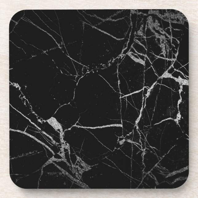 Posavasos Mármol de vena negra y plateada (Frente)