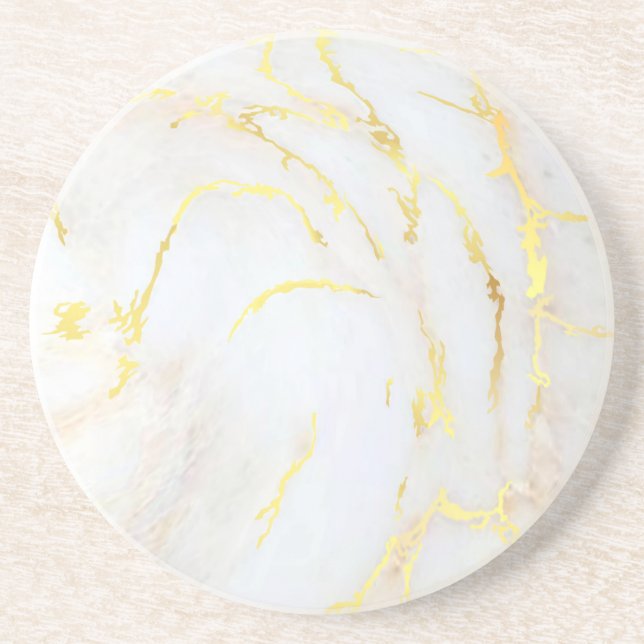 Posavasos Mármol dorado elegante de plantilla de moda redond (Frente)