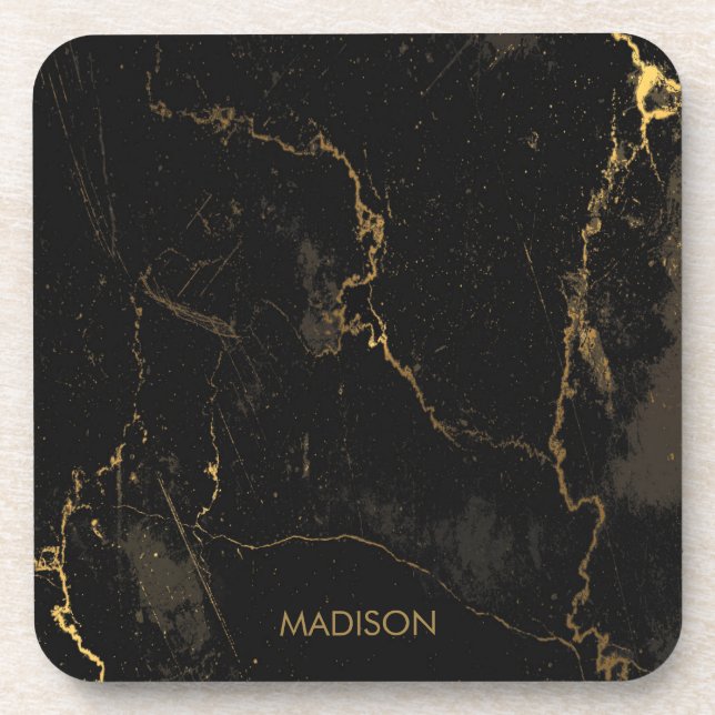 Posavasos Mármol negro del oro (Frente)