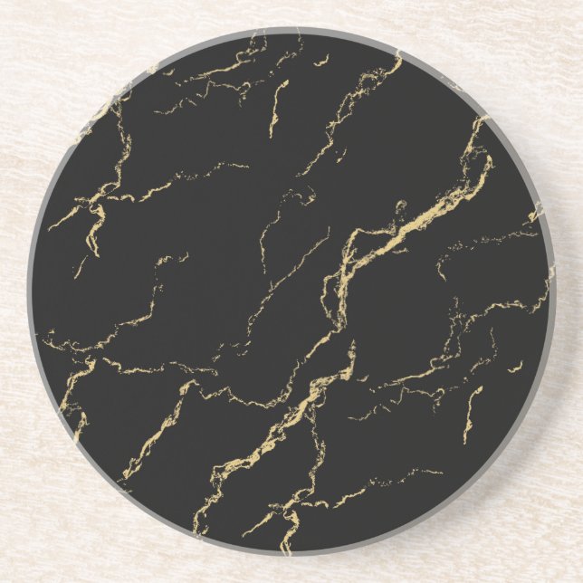 Posavasos Mármol negro y dorado agudo (Frente)