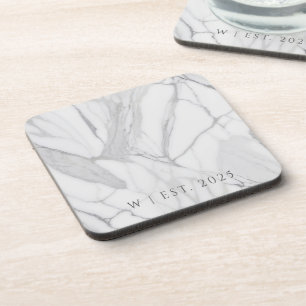 Posavasos Mármol Personalizado de Textura Gris Blanco Famili