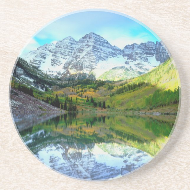 Posavasos Maroon Bells reflejándose en Maroon Lake (Frente)