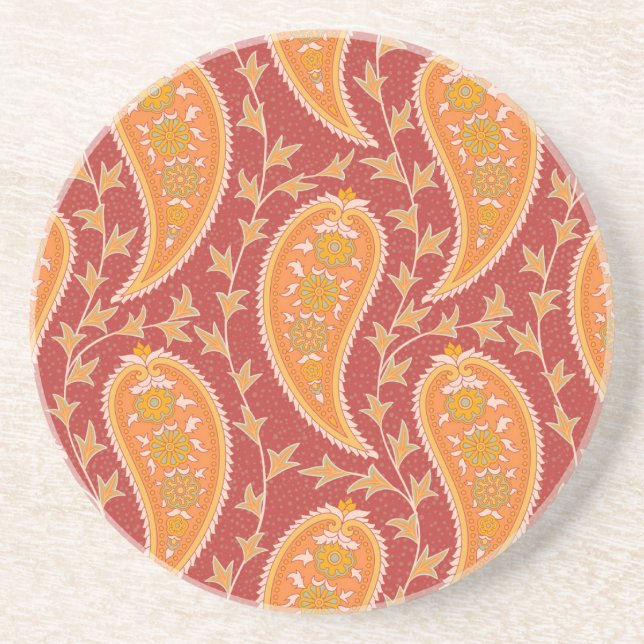 Posavasos Maroon Paisley: Ornamento del pepino turco. (Frente)