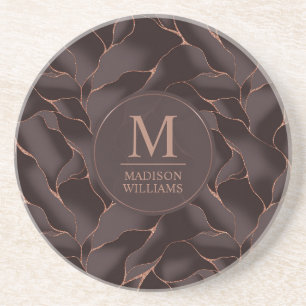 Posavasos Marrón Chocolate & Rosa Dorado Patrón de Onda Abst