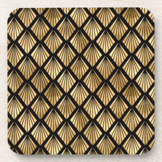 Posavasos Marrón oscuro y oro Art déco con patrones