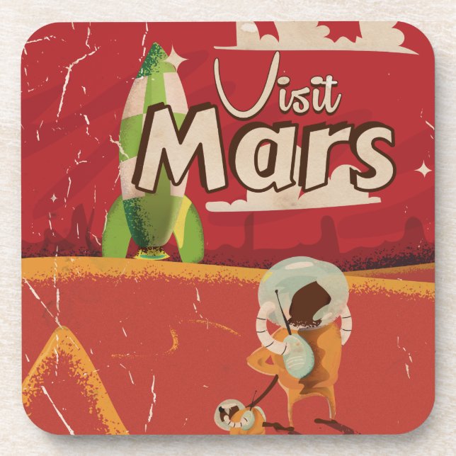 Posavasos Mars Vintage Travel Poster (Frente)