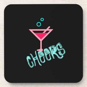 Posavasos Martini - Bebida Alcohólica Pop Art, Rosa y Turque