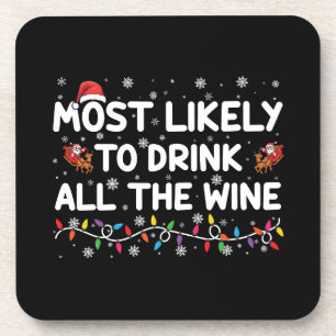 Posavasos Más Probable De Beber Todo El Vino Navidad Familia